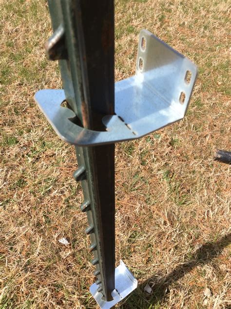 brackets for attaching a vertial 2x4 to a metal post|t post fence brackets.